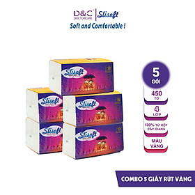 Combo 5 Giấy ăn Slisoft Vàng x 450 tờ Đa Năng