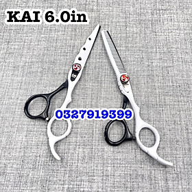 Kéo cắt tóc cao cấp Kai 6.0 ( đen trắng )