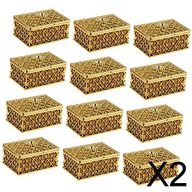 2x12pcs Luxury Gridding Shape Candy Sweet Box Wedding Party Favors Gold