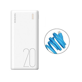 Pin sạc dự phòng 20.000mAh Romoss Simple 20 nhỏ gọn 3 cổng input Micro - Lightning - Type C – Hàng Chính Hãng + Tặng cáp lightning iPhone CB12f Romoss