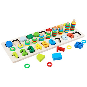 Children's Educational Toys Kindergarten 2-6 Years Od Early Education Puzzle Three In One Shape Digital Logarithmic Board Toy