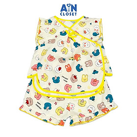Bộ quần áo Ngắn bé gái họa tiết Gấu Hạnh Phúc vàng cotton - AICDBGAUD3ZF - AIN Closet