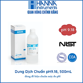 Dung Dịch Chuẩn NIST pH9.18 Để Kiểm Tra Độ Chính Xác Hoặc Hiệu Chuẩn Lại Bất Kỳ Máy Đo pH Nào Tại Điểm 9.18, Chai 500mL, HANNA, HI7009L kèm Giấy Chứng nhận phân tích COA, Hạn sử dụng trên 1.5 năm