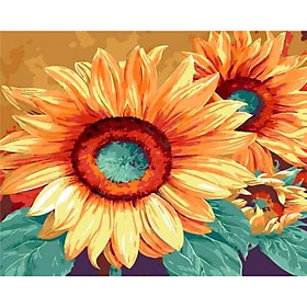 Mua Tranh tô màu theo số Tranh sơn dầu số hoá họa tiết hình hoa hướng dương size 40*50 kèm khung - 4