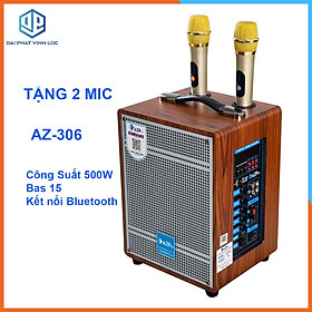 Mua Loa Kéo Karaoke Công Suất Lớn 500W | Loa Kéo Giá Rẻ Bluetooth AZPro AZ-306 Bass 1.5 tấc Tặng 2 Mic Không Dây | Loa Kéo Bluetooth Kết Nối Điện Thoại