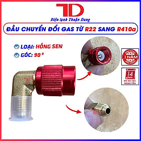 Đầu chuyển đổi gas R410A, đầu đực phi 6 (R22) sang đầu cái phi 8 (R410), vuông góc, hàng chính hãng, Điện Lạnh Thuận Dung