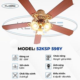 Mua Quạt trần chùm đèn Klasse 52KSP 598Y Hàng chính hãng