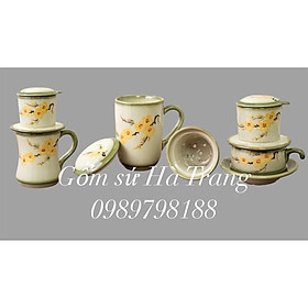 Mua Phin pha cafe cốc lọc trà gốm sứ Bát Tràng cao cấp vẽ mai vàng