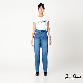Quần jean nữ ống đứng slim fit lưng cao Aaa Jeans True Blue