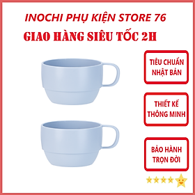 Combo 2 Cốc Nước Amori 350ml Sản Xuất Theo Tiêu Chuẩn Nhật Bản An Toàn Khi Sử Dụng - Chính Hãng Inochi (Tặng khăn lau pakasa) - Mẫu thấp - Xanh