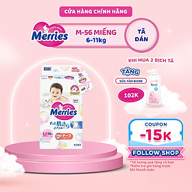 Tã/bỉm dán Merries size M - 56 miếng (dành cho bé từ 6 - 11kg)