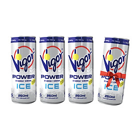 Lốc 3 Lon Nước Tăng Lực Virgo 250ml – Power Energy Drink Ice (Tặng Kèm 1 Lon Nước Tăng Lực Virgo 250ml)
