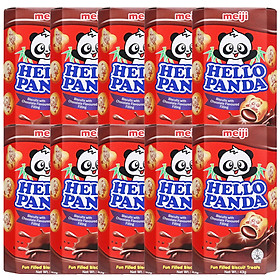 Lốc 10 Bánh Hello Meiji Panda sôcôla 43gr