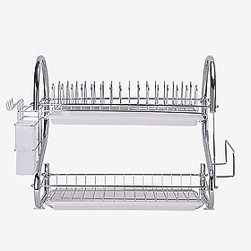 Kệ để chén bát đĩa dao thớt 2 tầng inox kèm khay hứng RE0163