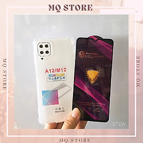 Ốp lưng và cường lực cho Samsung Galaxy A12 ,M12- Loại trong suốt chống sốc 4 góc ( hàng chính hãng)