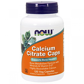 Thực Phẩm Chức Năng Bổ Sung Canxi Calcium Citrate Caps NOW Foods USA