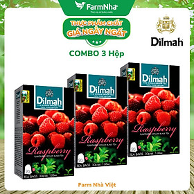 (Combo 3 Hộp) Trà Dilmah Raspberry vị Mâm Xôi túi lọc 30g 20 túi x 1.5g - Tinh hoa trà Sri Lanka