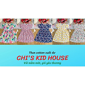 (NEW 2023) ĐẦM XOÈ THUN COTTON XUẤT DƯ HOẠ TIẾT XINH LUNG LINH CHO BÉ 24-40KG