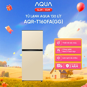 [SẢN PHẨM MỚI 2025I] Tủ lạnh AQUA 130 lít ngăn đá trên AQR-T160FA(GG) - Màu Be - Freeship toàn quốc - Bảo hành 2 năm - Hàng chính hãng