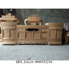 ​Kệ tivi mõ lõm cánh cong gỗ hương vân