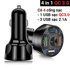 Mua Tẩu Sạc Nhanh Xe Hơi Ô Tô 4 Cổng USB Có 1 Cổng Sạc Nhanh Quick Charge 3.0