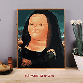 Mua Tranh tự tô màu theo số sơn dầu số hóa tự vẽ hài hước Nàng Monalisa mập NV0818