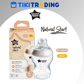Bình Sữa PP Ty Siêu Mềm Tự Nhiên Tommee Tippee 260ml, Núm Ty Của Bình 3-6 Tháng