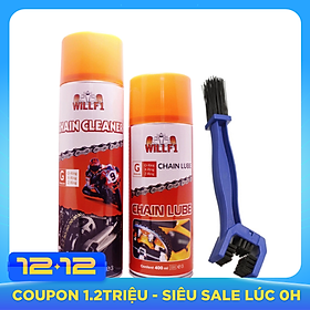 Combo rửa sên WillF1 Chain Cleaner 500ml, Dưỡng sên WillF1 Chain Lube 400ml Tặng kèm bàn chải vệ sinh sên 3D