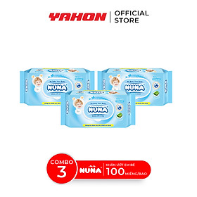Combo Khăn Ướt Em Bé NUNA Không Mùi 100 Miếng/Bao