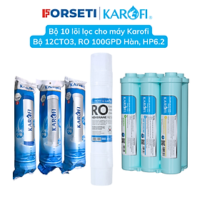 Combo 10 Lõi lọc Karofi - Đúc Nguyên Khối SMAX Hiệu Suất Cao HP 6.2 - Màng RO 100GDP Hàn Quốc - Alkaline - Hydrogen - Hàng Chính Hãng