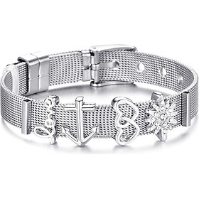 Vòng tay lắc tay nữ titant sang trọng mẫu trái tim đôi love mỏ neo