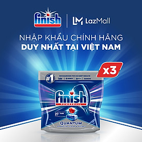 Combo 03 túi Viên Rửa Chén Bát Finish Powerball Quantum 27 viên