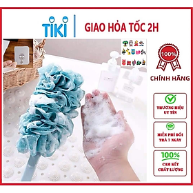 Hình ảnh Bông tắm cầm tay cán nhựa 43x9 cm- Dụng cụ cọ, chà lưng giúp làm sạch và tẩy da chết, tạo cảm giác thư giãn và thoải mái, giao màu ngẫu nhiên+ Tặng kèm móc treo + hình dán ngẫu nhiên