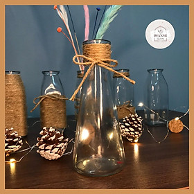 Mua Lọ thủy tinh kèm dây thừng sticker Bình thủy tinh cắm hoa decor bàn học trang trí phòng