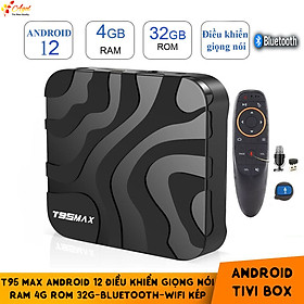 Hình ảnh Android tivi box t95 max Ram 4G Rom 32G điều khiển cử chỉ tay người dùng và giọng nói tiếng Việt bluetooth wifi 2 băng tần cài sẵn phim, truyền hình cáp miễn phí vĩnh viễn - Hàng Nhập Khẩu