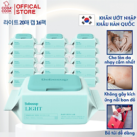 Combo 16 Gói Khăn Ướt Bebesup Light 20 Tờ/Gói Thương Hiệu Bebesup