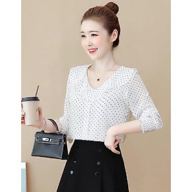 Áo Sơ Mi Nữ Áo Nữ Áo Kiểu Cổ Bèo Chấm Bi (42-65kg) - N617