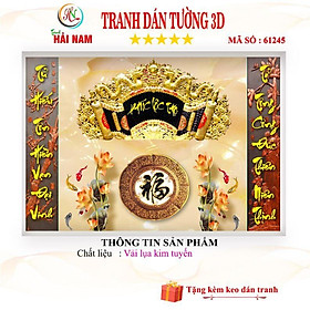 Tranh dán tường 3D phòng thờ khổ lớn- kích thước theo yêu cầu vải lụa kim tuyến