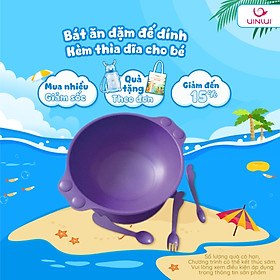 Set bát+ thìa dĩa ăn dặm Uinlui làm từ dừa, set ăn dặm an toàn cho bé