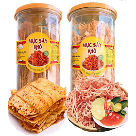 (COMBO 2 HŨ) MỰC SẤY KHÔ TẨM VỊ VÀ MỰC SẤY KHÔ XÉ SỢI - MỖI HŨ 200G