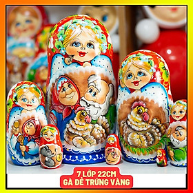 BỘ BÚP BÊ MATRYOSHKA 7 LỚP CAO 22CM HOA VĂN 