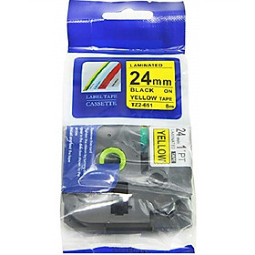 Mua Nhãn in TZ2-651 tiêu chuẩn - Chữ đen trên nền vàng 24mm-Hàng nhập khẩu