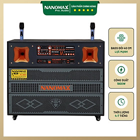 Loa Kéo Bình Bass Đôi Nanomax Pro-803 1800w Bass 40cm x2 Karaoke Bluetooth Hàng Chính Hãng