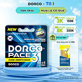 Vỉ 04 Đầu Cạo Râu 3 Lưỡi Dorco Pace 3 TRA 4040-PP