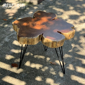 Mua BÀN TRÀ  BÀN CÀ PHÊ GỖ TRÀM TỰ NHIÊN NGUYÊN TẤM KT 55-70cm  CHÂN SẮT CAO 40cm