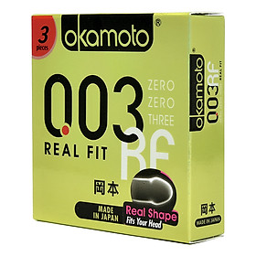 Hình ảnh Bao cao su Okamoto 0.03 Real Fit 3s. Mỏng Mềm Mại Tăng Cường Cảm Giác