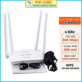 Mua Cục phát wifi 4 râu PIX-LINK LV-WR08  Modem wifi 300Mbps tốc độ cao  phủ sóng rộng - Hàng Chính Hãng/Hàng Nhập Khẩu