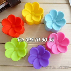 Mua Bộ 10 khuôn silicon 3 lớp làm bánh  rau câu  bánh bông lan  bánh da lợn hình hoa mai 5 cánh tròn – Mã số 1100