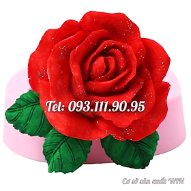 Khuôn silicon làm rau câu hoa hồng 3 lá loại 8 cm - Mã số 1706
