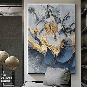 Mua Tranh Canvas Trừu Tượng Bông Hoa Xanh (Hình thật tại xưởng - Đã có khung  móc  đinh treo) - The Canvas House - T1HTT
